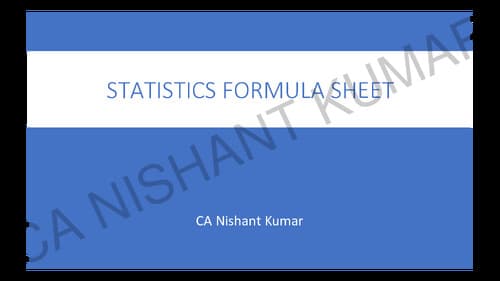 First page of Statistics Formula Sheet