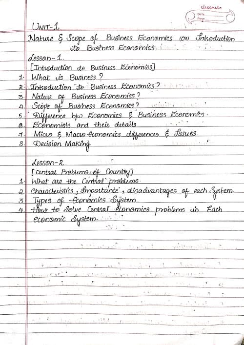 First page of Nature and scope of business economics