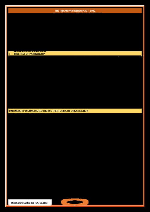 First page of Partnership act short notes