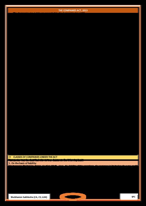 First page of Companies Act short notes