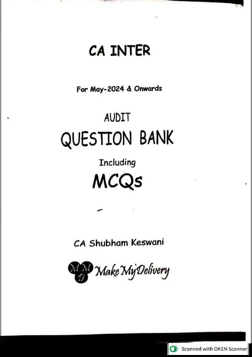 First page of Auditing and Ethics practice questions by CA Shubham Keswani Sir.