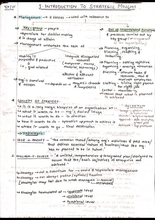 First page of SM- Chapter 1 - Short notes