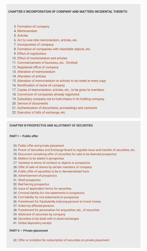 First page of Law section list