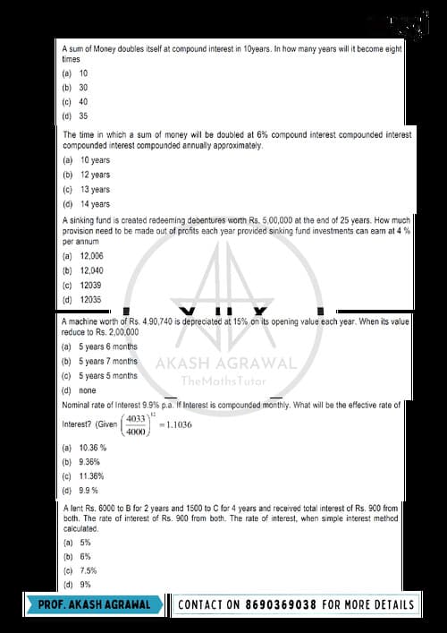 First page of Quantitative aptitude test paper ch 4