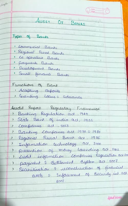 First page of Audit of bank