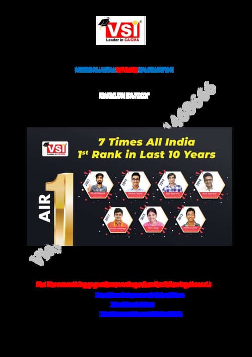 First page of CA Foundation may 2025 attempt, Quantitive aptitude paper pdf by Vidya Sagar career institute ltd.....