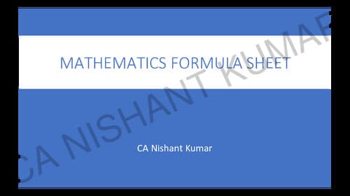 First page of Maths formula book