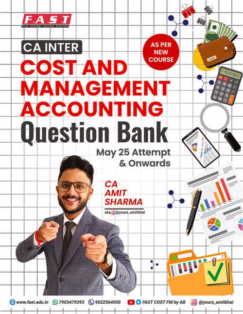 First page of Cost and management accounting questions bank ca inter may25 sep 25 ca Amit Sharma