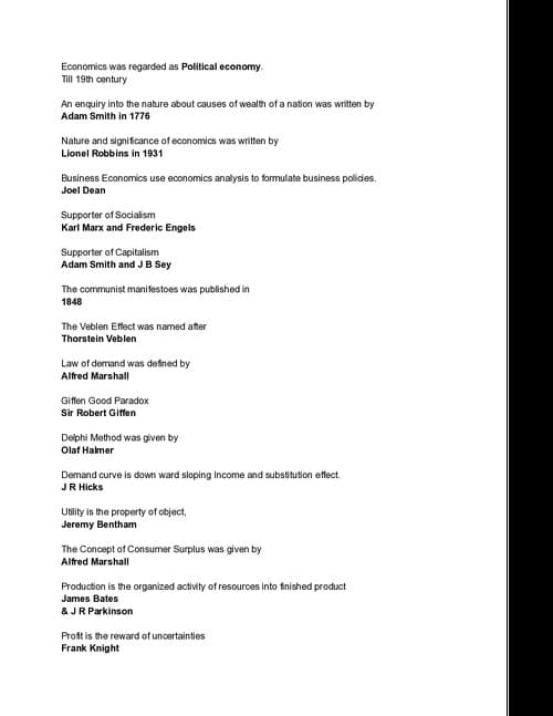 First page of Economics PERSON NAMES WITH ITS DISCRIPTION.