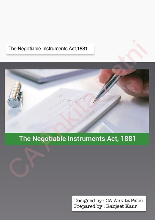 First page of The Negotiable Instrument Act 1881