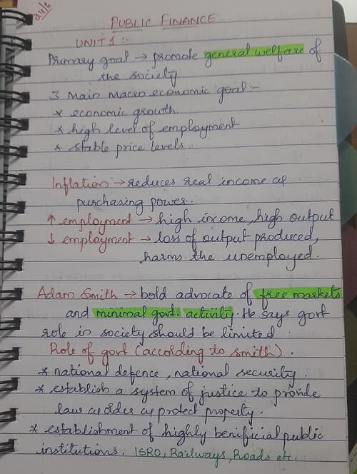 First page of Find public finance short notes for unit 1 It is written by following love Kaushik sir