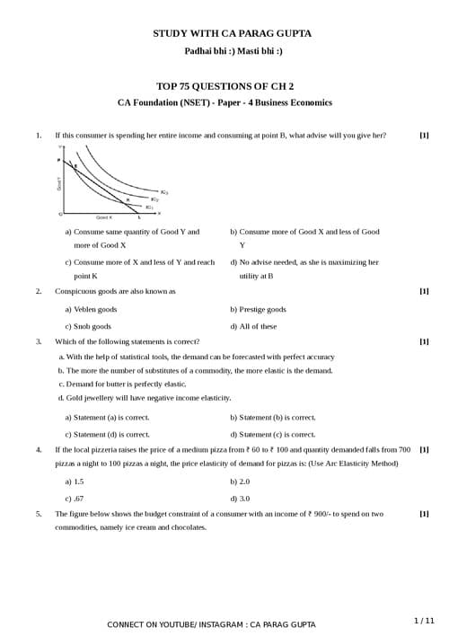 First page of Here presenting you top 75 Questions of Business economics ch 2