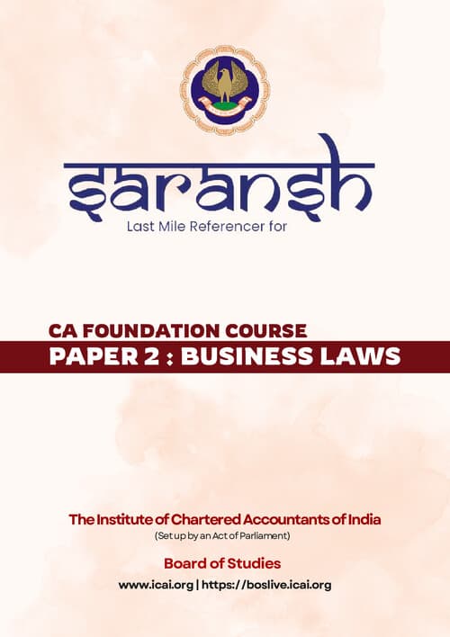First page of CA foundation Business law Whole syllabus summary notes Quick revision
