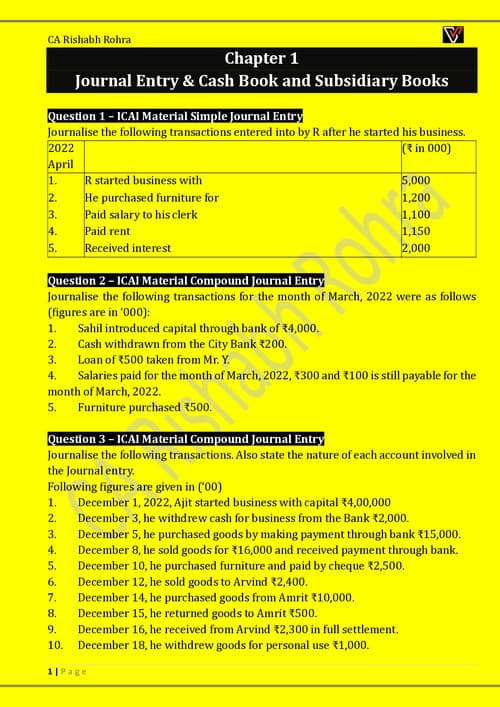 First page of ACCOUNTING BOOK