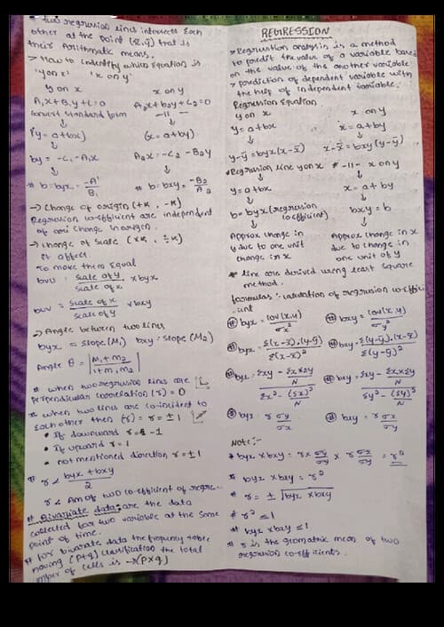 First page of Written summary notes of regression