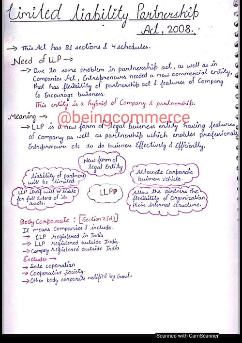 First page of LLP HANDWRITTEN NOTES FOR REVISION
