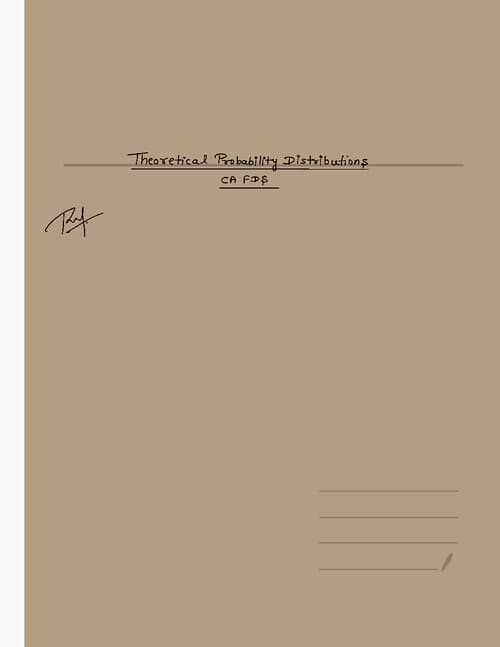 First page of Theoretical probability distributions Quantitative aptitude CA Foundation handwritten notes