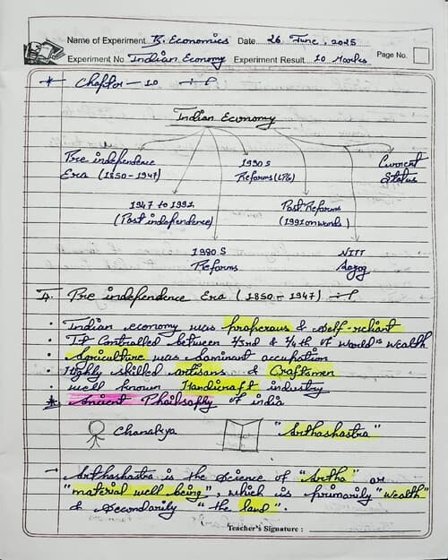 First page of CA foundation Business Economic Ch=10 Indian Economy CA Parag Gupta by Notes