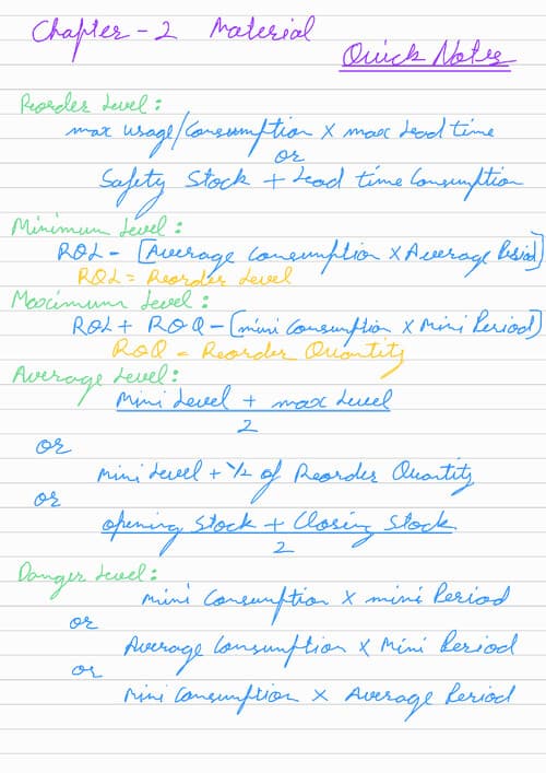 First page of CMA-margival lost Quick Notes handwritten