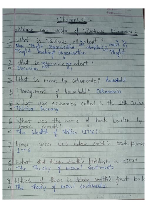 First page of Business Economic, MCQs
