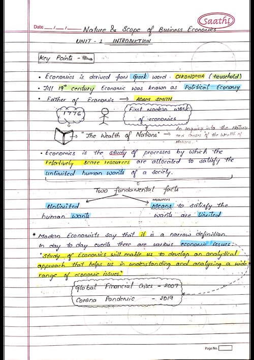First page of Nature & Scope of Business Economics