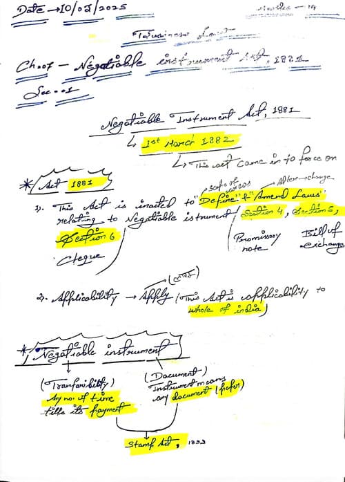 First page of Business law Ch=07 TNIA, 1881 CTC Classes by notes