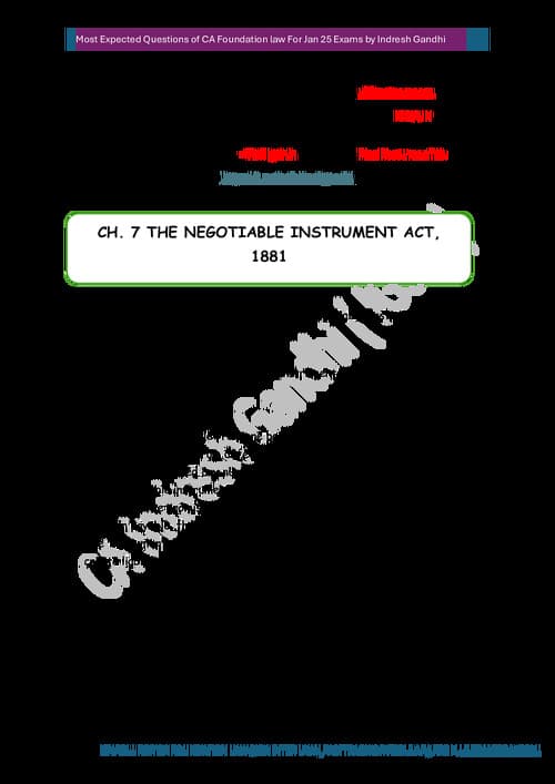First page of Law Negotiable instrument By ig sir Practice questions