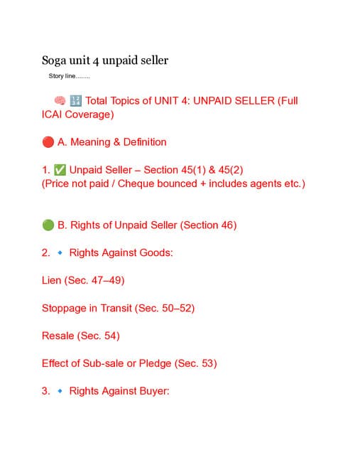 First page of Unit 4 unpaid seller Full story line or pk wali story me