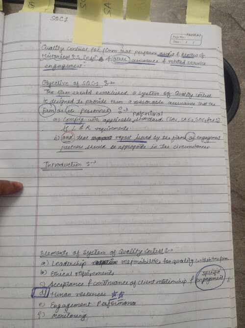 First page of CA audit notes Ch-11 ( ETHICS AND TERMS OF AUDIT ENGAGEMENT) SQC 1 By Rishabh Jain