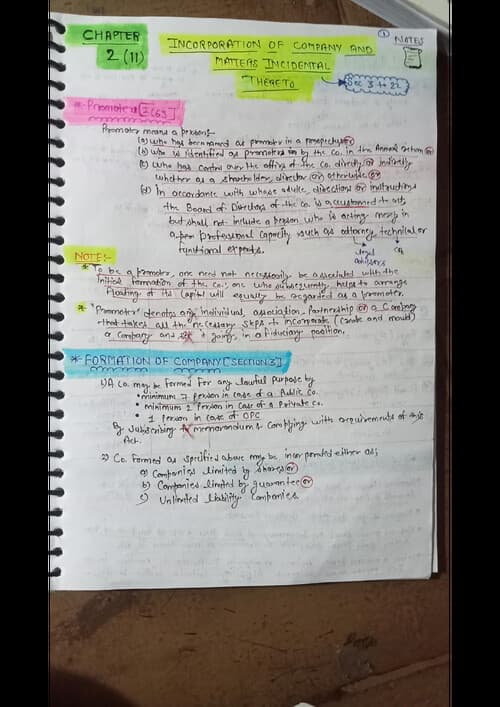 First page of # Substitute OF ICAI Module:- •LAW Inter CH-II Notes •Hand Written Highlighted •Cover all Topics in detailed