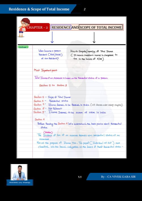 First page of Vivek gaba sir income tax notes chp 2