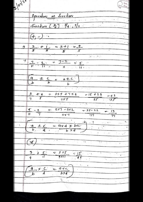 First page of Maths questions