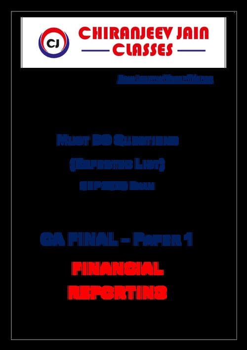 First page of CA Final FR Expected Question by Chiranjeevi Jain Sir
