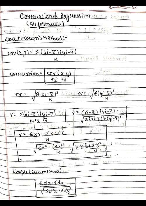 First page of All formula of correlation and regression