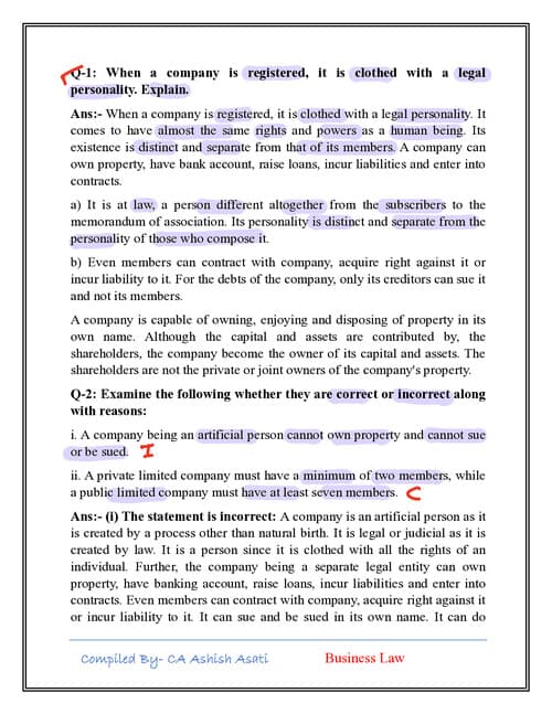 First page of LAW QUESTION BANK