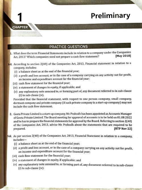 First page of Ca inter preliminary important question bank Contact for more questions