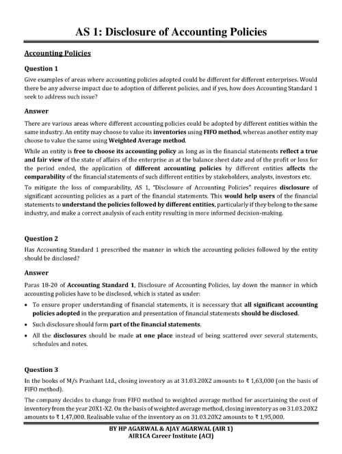 First page of Accounting standard question