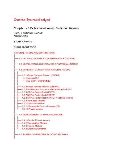 First page of ECONOMICS CHAPTER 6 UNIT 1 STORY LINE CONCEPTS +PRACTICE MCQ