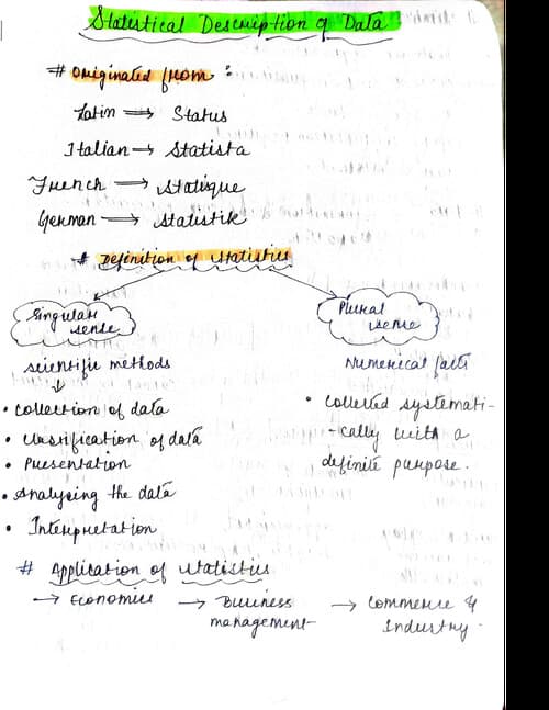 First page of Statistical description of data