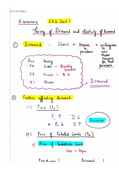 First page of Parag gupta sir notes of demand nd supply unit 1