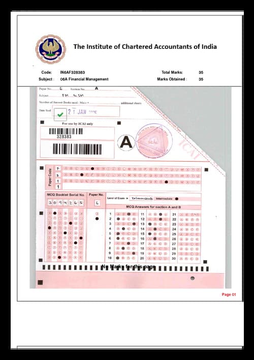 First page of Ca Air1 Financial Management ANSWERSHEET