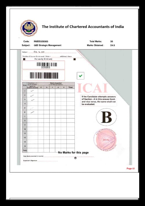 First page of Ca inter Air1 Strategic Management Answer sheet