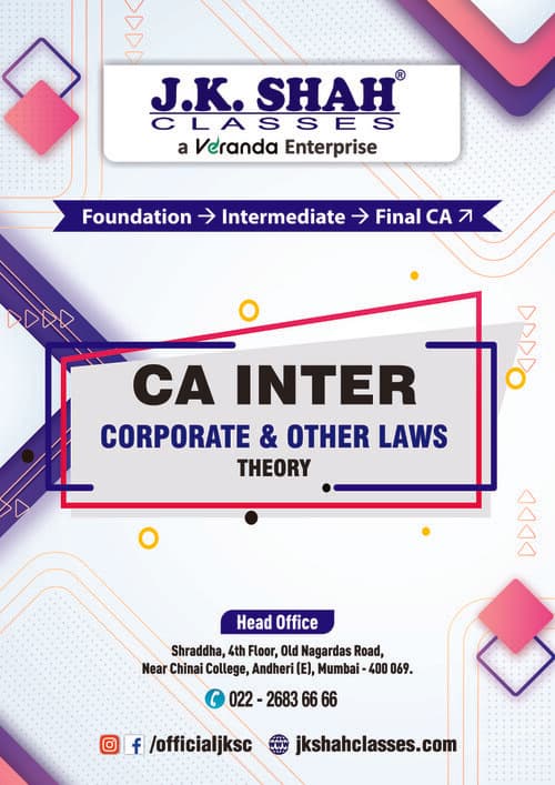 First page of Here the CA inter Corporate law theory book of jk shah. Happy learning.
