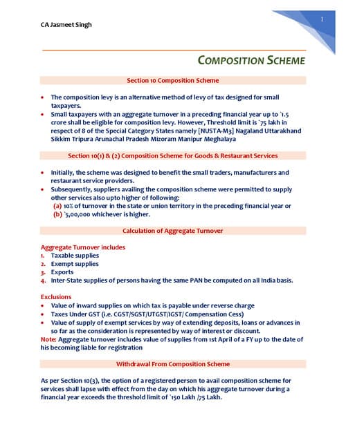 First page of GST Marathon Notes With latest Amendment(Part 2) by CA Jasmeet Singh