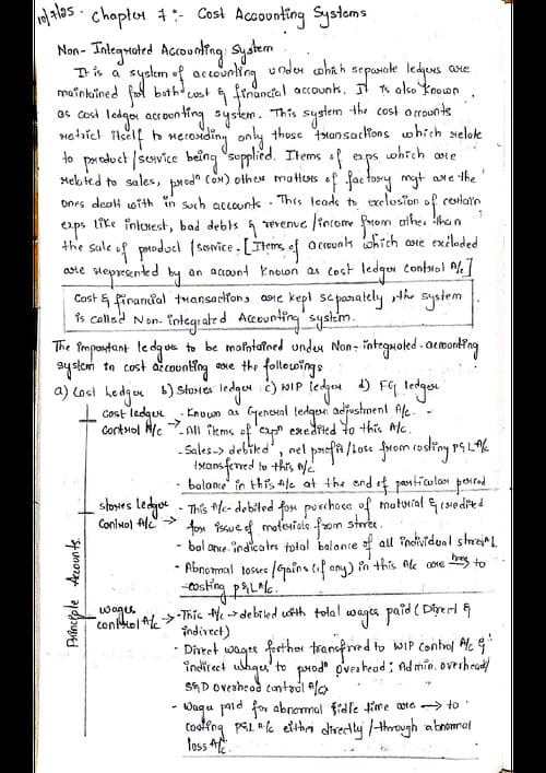 First page of CA Inter Paper 4 - CMA Chapter 7 - Cost Accounting system