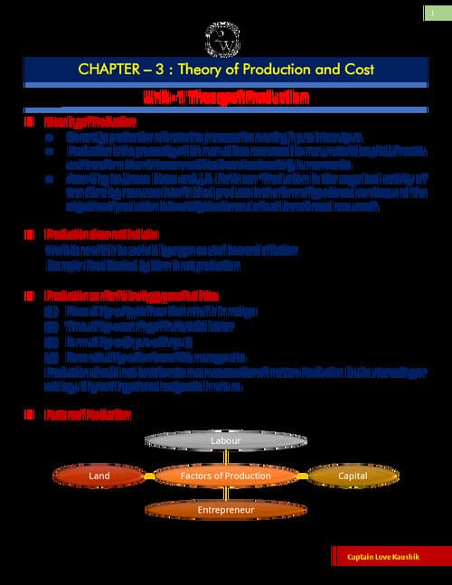 First page of Chapter 3 Theory of business economics notes by pw