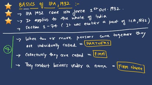 First page of Business laws . Indian Partnership Act notes Cj sir starsheets notes