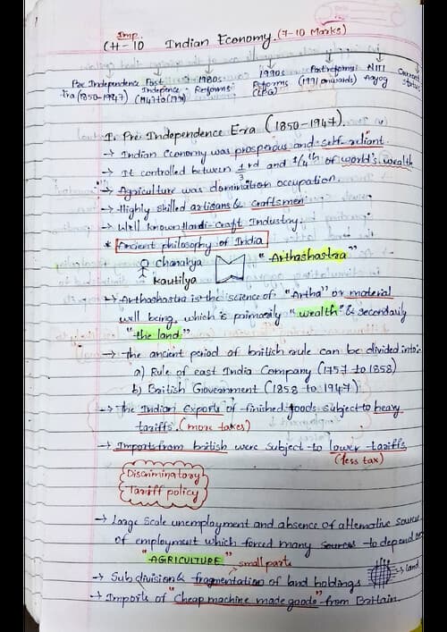 First page of Indian economy Parag sir notes