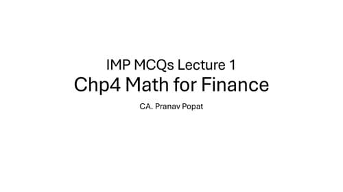 First page of Ch 4 maths of finance (Time value of money) Imp MCQ of quantitative aptitude by pranav popat