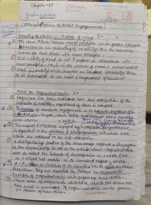First page of Inter audit notes Ch-11 ( ETHICS & TERMS OF AUDIT ENGAGEMENT) By Rishabh Jain